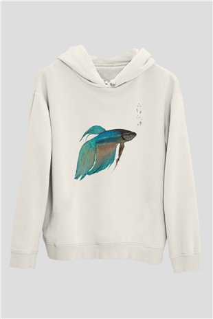 Deniz canlıları Beyaz Unisex Kapşonlu Sweatshirt