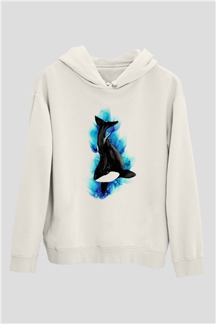 Deniz canlıları Beyaz Unisex Kapüşonlu Sweatshirt