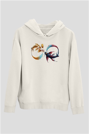Deniz canlıları Beyaz Unisex Kapüşonlu Sweatshirt