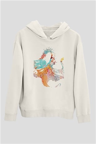 Deniz canlıları Beyaz Unisex Kapüşonlu Sweatshirt