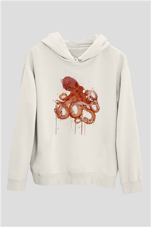Deniz canlıları Beyaz Unisex Kapüşonlu Sweatshirt
