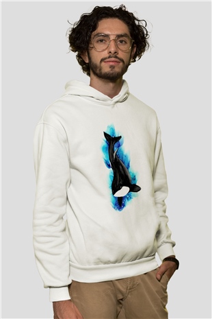 Deniz canlıları Beyaz Unisex Kapüşonlu Sweatshirt