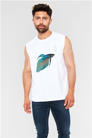 Deniz canlıları Beyaz Unisex Kolsuz Tişört
