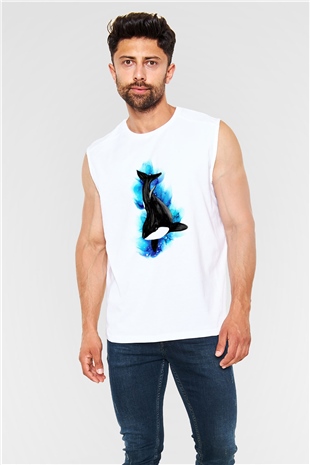 Deniz canlıları Beyaz Unisex Kolsuz Tişört