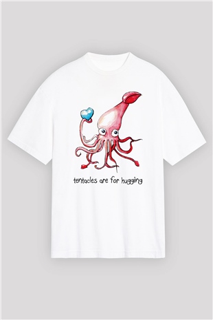 Deniz canlıları Beyaz Unisex Oversize Tişört T-Shirt