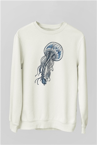 Deniz canlıları Beyaz Unisex Sweatshirt