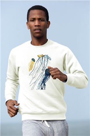 Deniz canlıları Beyaz Unisex Sweatshirt