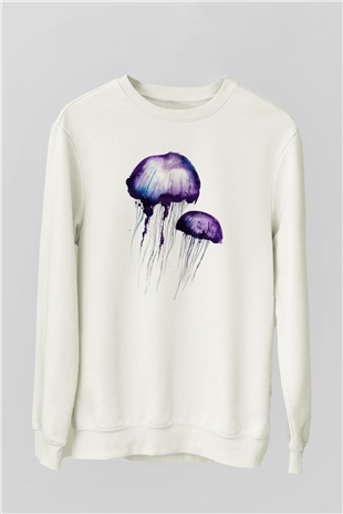 Deniz canlıları Beyaz Unisex Sweatshirt