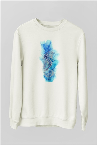 Deniz canlıları Beyaz Unisex Sweatshirt