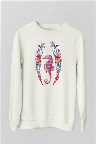Deniz canlıları Beyaz Unisex Sweatshirt