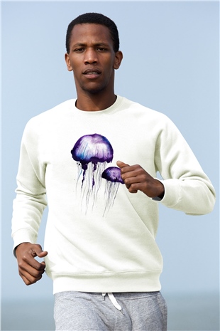 Deniz canlıları Beyaz Unisex Sweatshirt