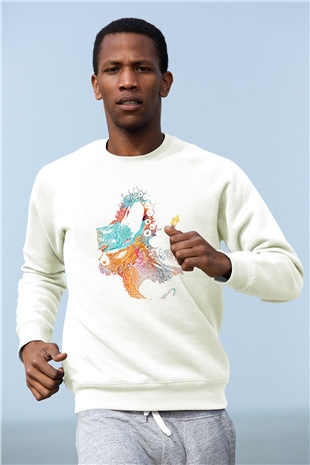 Deniz canlıları Beyaz Unisex Sweatshirt