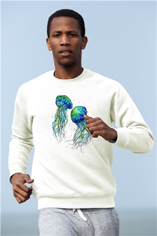 Deniz canlıları Beyaz Unisex Sweatshirt