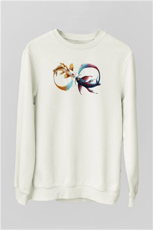 Deniz canlıları Beyaz Unisex Sweatshirt
