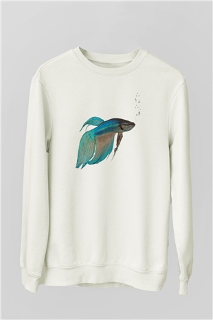 Deniz canlıları Beyaz Unisex Sweatshirt