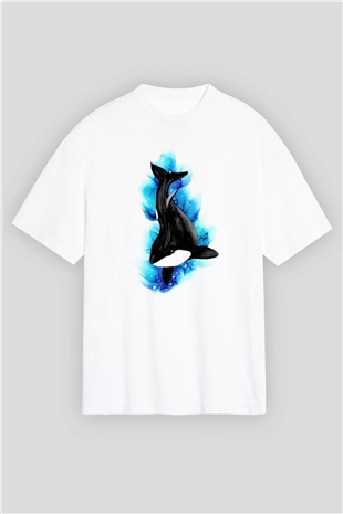 Deniz canlıları Beyaz Oversize Tişört Oversize T-shirt - TişörtFabrikası