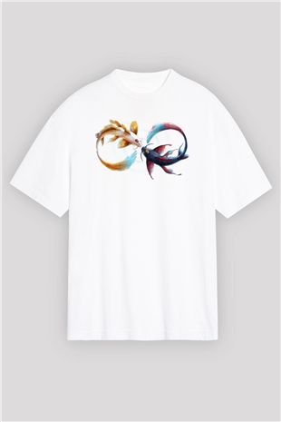 Deniz canlıları Beyaz Oversize Tişört Oversize T-shirt - TişörtFabrikası