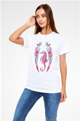 Deniz canlıları Beyaz Unisex Tişört T-Shirt - TişörtFabrikası