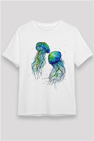 Deniz canlıları Beyaz Unisex Tişört T-Shirt - TişörtFabrikası