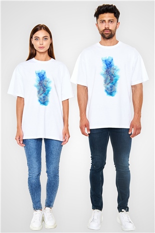 Deniz canlıları Beyaz Oversize Tişört Oversize T-shirt - TişörtFabrikası
