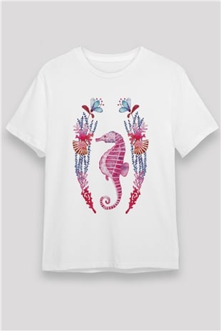 Deniz canlıları Beyaz Unisex Tişört T-Shirt - TişörtFabrikası