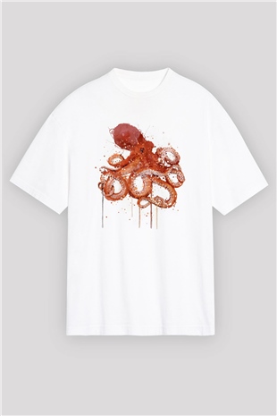 Deniz canlıları Beyaz Oversize Tişört Oversize T-shirt - TişörtFabrikası