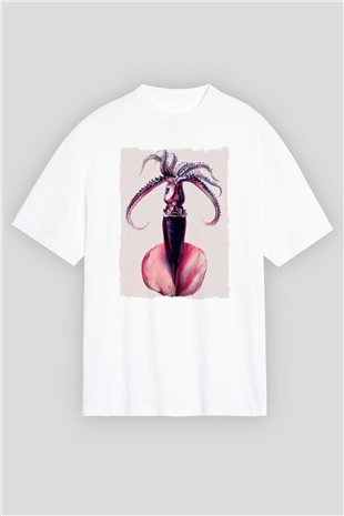 Deniz canlıları Beyaz Oversize Tişört Oversize T-shirt - TişörtFabrikası