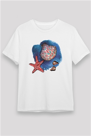 Deniz canlıları Beyaz Unisex Tişört T-Shirt - TişörtFabrikası