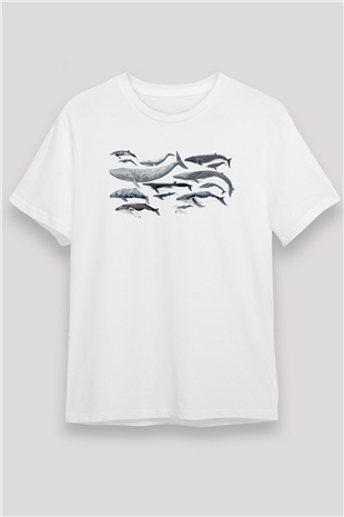 Deniz canlıları Beyaz Unisex Tişört T-Shirt - TişörtFabrikası