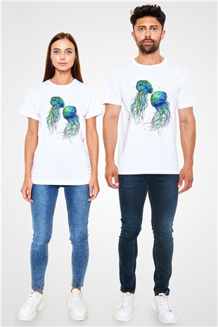 Deniz canlıları Beyaz Unisex Tişört T-Shirt - TişörtFabrikası