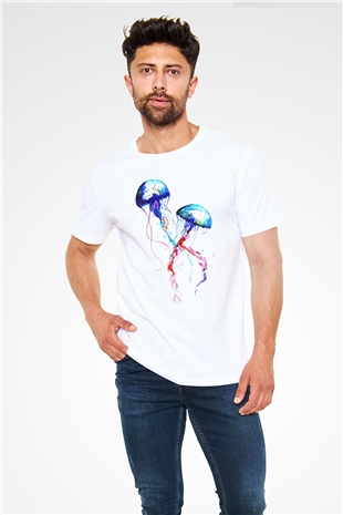 Deniz canlıları Beyaz Unisex Tişört T-Shirt - TişörtFabrikası