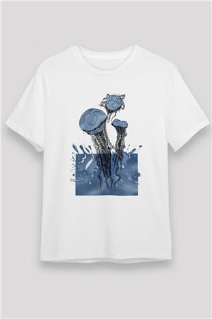 Deniz canlıları Beyaz Unisex Tişört T-Shirt - TişörtFabrikası