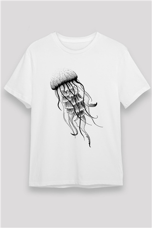 Deniz canlıları Beyaz Unisex Tişört T-Shirt - TişörtFabrikası