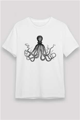 Deniz canlıları Beyaz Unisex Tişört T-Shirt - TişörtFabrikası