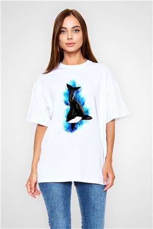 Deniz canlıları Beyaz Oversize Tişört Oversize T-shirt - TişörtFabrikası