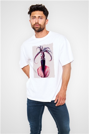 Deniz canlıları Beyaz Oversize Tişört Oversize T-shirt - TişörtFabrikası