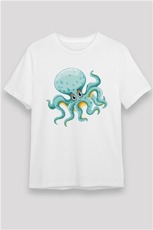Deniz canlıları Beyaz Unisex Tişört T-Shirt - TişörtFabrikası