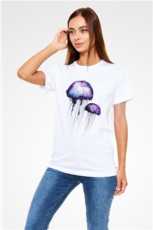 Deniz canlıları Beyaz Unisex Tişört T-Shirt - TişörtFabrikası