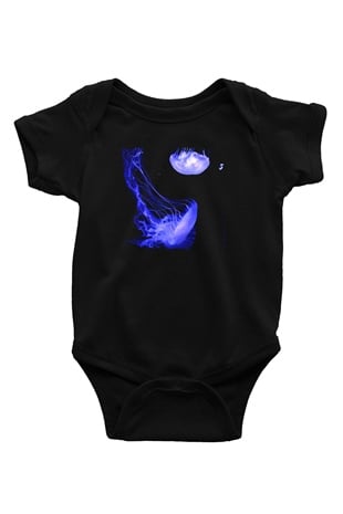 Deniz canlıları Siyah Bebek Body - Zıbın