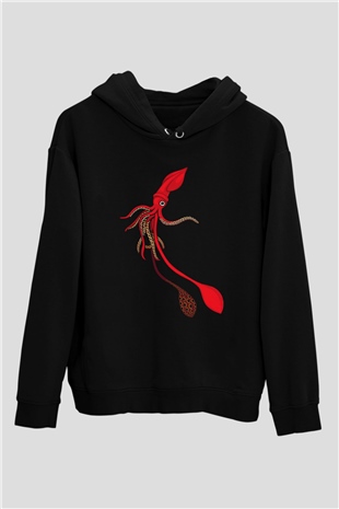Deniz canlıları Siyah Unisex Hoodie