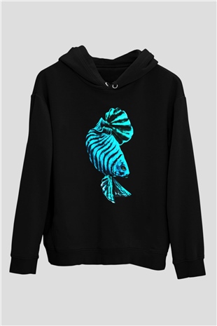 Deniz canlıları Siyah Unisex Hoodie