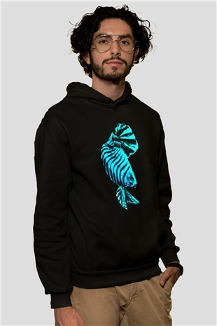 Deniz canlıları Siyah Unisex Hoodie