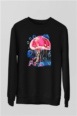 Deniz canlıları Siyah Unisex Sweatshirt
