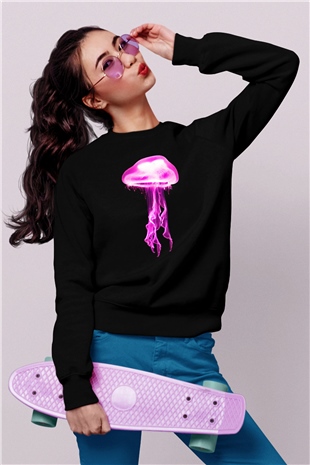 Deniz canlıları Siyah Unisex Sweatshirt