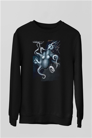 Deniz canlıları Siyah Unisex Sweatshirt