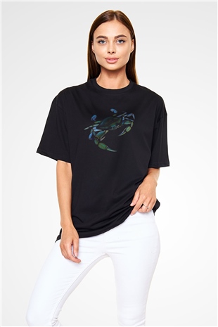 Deniz canlıları Siyah Oversize Tişört Oversize T-shirt - TişörtFabrikası