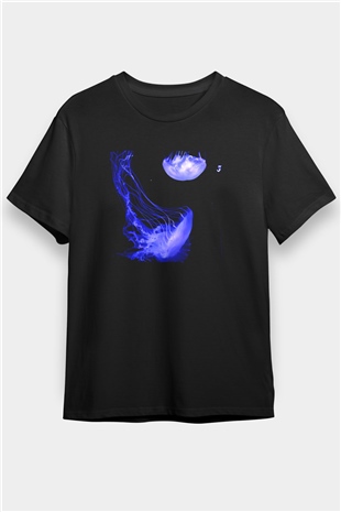 Deniz canlıları Siyah Unisex Tişört T-Shirt - TişörtFabrikası
