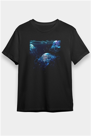 Deniz canlıları Siyah Unisex Tişört T-Shirt - TişörtFabrikası