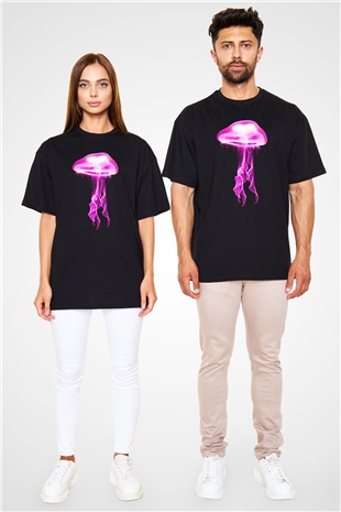 Deniz canlıları Siyah Oversize Tişört Oversize T-shirt - TişörtFabrikası