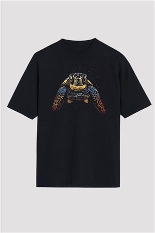 Deniz canlıları Siyah Oversize Tişört Oversize T-shirt - TişörtFabrikası